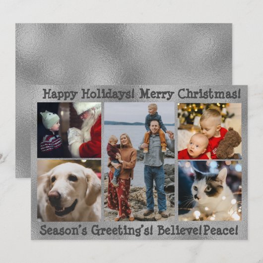 Foto 5 Merry Prettige feestdagen Collage Feestdagenkaart (Voorkant / Achterkant)