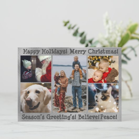 Foto 5 Merry Prettige feestdagen Collage Feestdagenkaart (Staand voorkant)