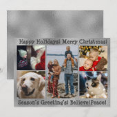 Foto 5 Prettig kerstfeest Gelukkig feest Collage Feestdagenkaart (Voorkant / Achterkant)