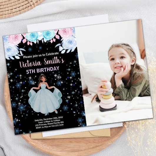 Foto 5e Paarse Bloemen Prinses Verjaardag Kaart