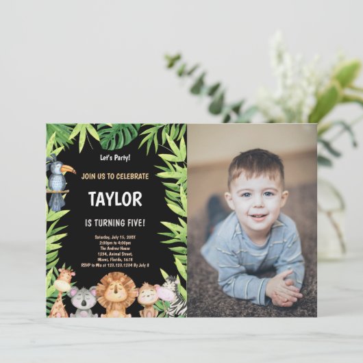 Foto 5e Wild One Verjaardag Uitnodigingen (Staand voorkant)