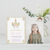 Foto 5th Birthday Unicorn Kaart (Staand voorkant)