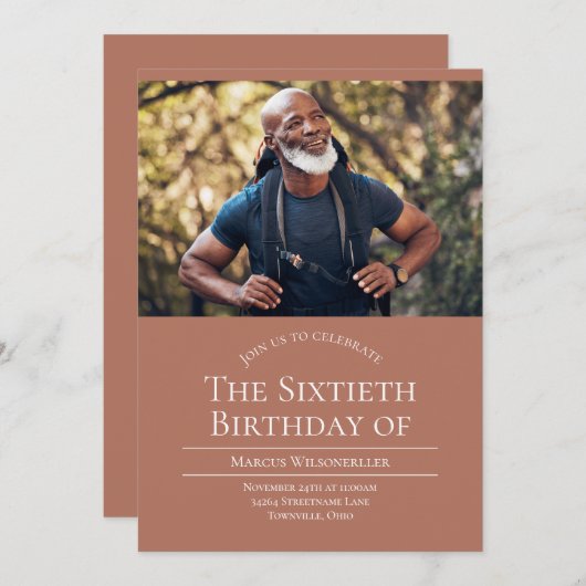 Foto: 60 Birthday Uitnodiging (Voorkant / Achterkant)