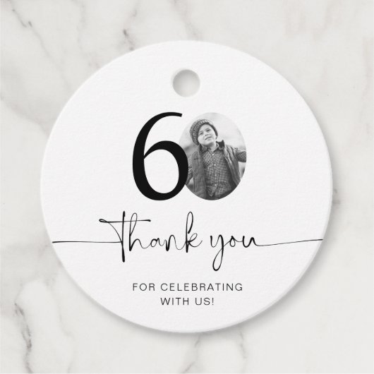 Foto 60e verjaardag Bedankt Bedankjes Labels (Voorkant)