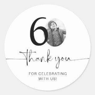 Foto 60e verjaardag Bedankt Ronde Sticker