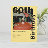 Foto 60e verjaardag in Yellow Icons Theme elder Kaart (Staand voorkant)