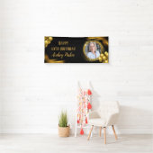 Foto 60e verjaardag Party Banner Zwart Goud (Insitu)