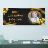 Foto 60e verjaardag Party Banner Zwart Goud (Beurs)