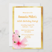 Foto 60e verjaardag roze bloemwit kaart (Achterkant)