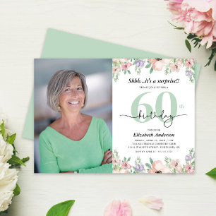 Foto 60e verjaardagsfeestje Pastel Bloemen  Kaart