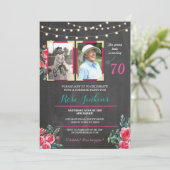 Foto: 60th Floral 2 Afbeeldingen Invite Kaart (Staand voorkant)