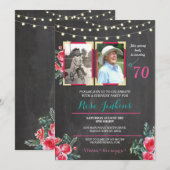 Foto: 60th Floral 2 Afbeeldingen Invite Kaart (Voorkant / Achterkant)