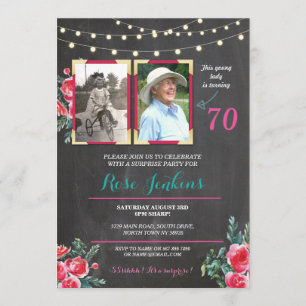 Foto: 60th Floral 2 Afbeeldingen Invite Kaart
