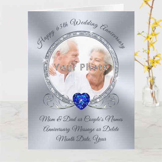 Foto, 65e Bruiloft Jubileum Kaarten voor Ouders (Gele Bloem)