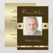 Foto 65e verjaardag Party uitnodiging bruin (Voorkant / Achterkant)