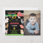 Foto 6e Black Farm Dieren Verjaardag Uitnodigingen (Voorkant)