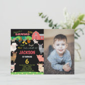 Foto 6e Black Farm Dieren Verjaardag Uitnodigingen (Staand voorkant)