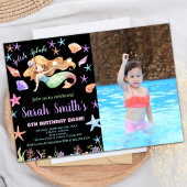 Foto 6e Paarse Onder het zee Zeemeermin Verjaardag Kaart