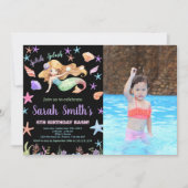 Foto 6e Paarse Onder het zee Zeemeermin Verjaardag Kaart (Voorkant)