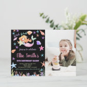 Foto 6e roze onder het zee Zeemeermin Verjaardag Kaart (Staand voorkant)