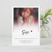 Foto 6th Birthday Six Heart Cute Lovely Kaart (Staand voorkant)