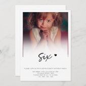 Foto 6th Birthday Six Heart Cute Lovely Kaart (Voorkant / Achterkant)