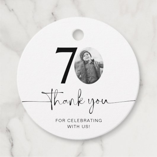 Foto 70e verjaardag Bedankt Bedankjes Labels (Voorkant)