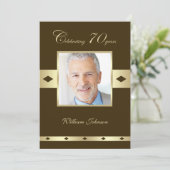 Foto 70e verjaardag Party uitnodiging bruin (Staand voorkant)