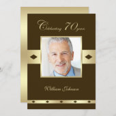 Foto 70e verjaardag Party uitnodiging bruin (Voorkant / Achterkant)