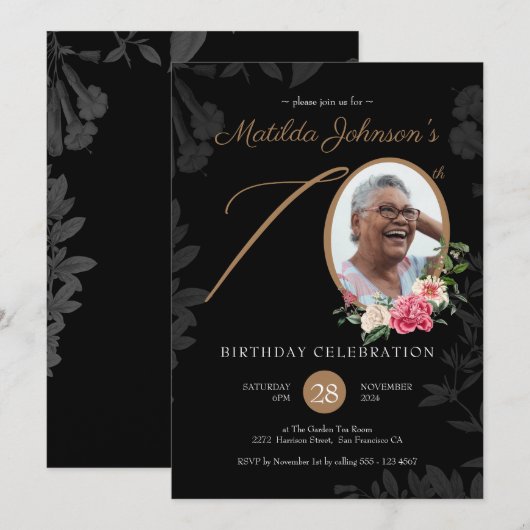 Foto 70e verjaardag uitnodiging (Voorkant / Achterkant)