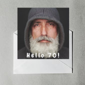 Foto 70e verjaardagsfeest hallo 70 man wit kaart