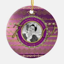 Foto 70th Birthday Gold Crown Diamonds Lijst Keramisch Ornament