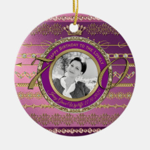 Foto 70th Birthday Gold Crown Diamonds Lijst Keramisch Ornament