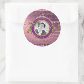 Foto 70th Birthday Gold Crown Diamonds Lijst Ronde Sticker (Tas)