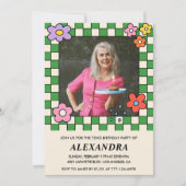 Foto 72e verjaardag uitnodiging Retro Groovy Flora (Voorkant)