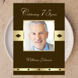 Foto 75e verjaardag Party uitnodiging bruin