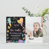 Foto 7e onder het zee Blond Zeemeermin Verjaardag Kaart (Staand voorkant)