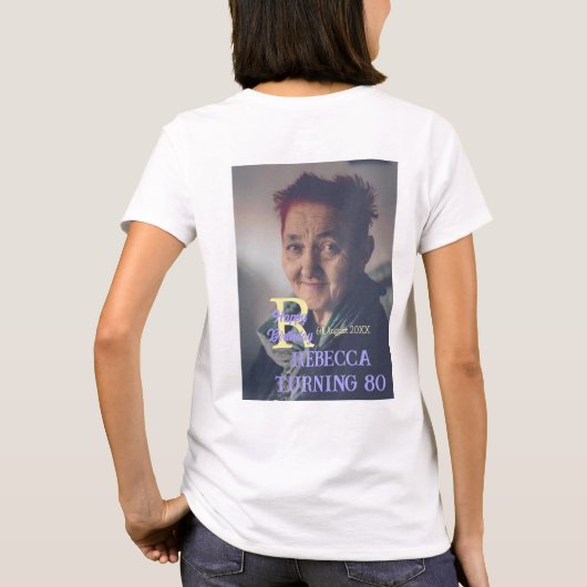 Foto 80e verjaardag naam toevoegen datum modern pa t-shirt (Achterkant)
