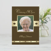 Foto 80e verjaardag Party uitnodiging bruin (Staand voorkant)