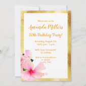 Foto 80e verjaardagsfeest tropisch bloemwit kaart (Achterkant)