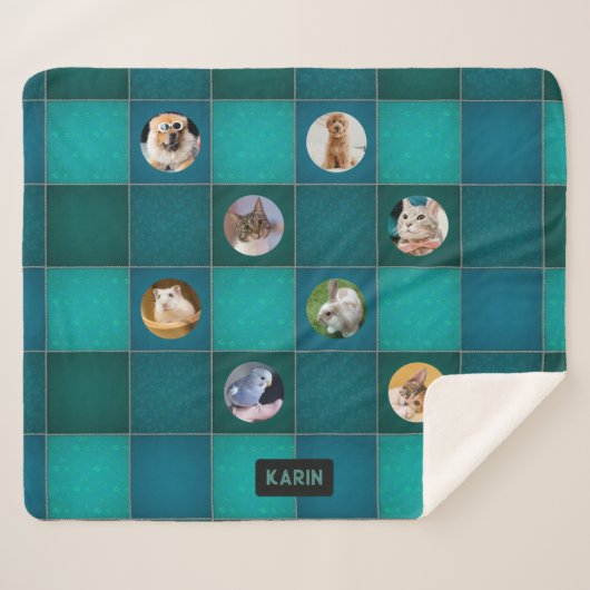 Foto 8 Afbeelding collage plus jouw naam Kilt Sherpa Deken (Voorkant (horizontaal))