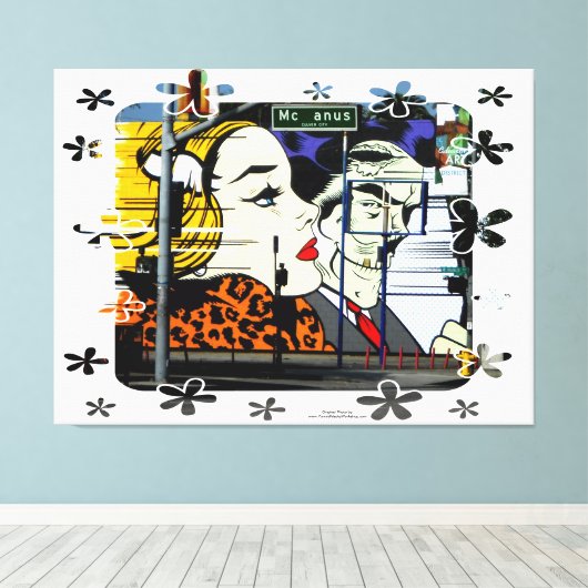 Foto 8 Graffiti met Fun Lijst Flowers Canvas Afdruk (Insitu (Houten vloer))