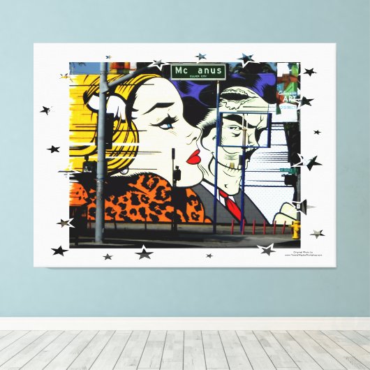 Foto 8 Graffiti met Fun Stars Canvas Afdruk (Insitu (Houten vloer))