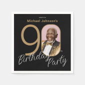 Foto 90e verjaardag Goud Zwart Elegant Custom Servet (Voorkant)