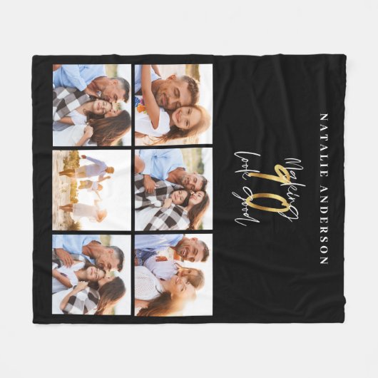 Foto: 90e verjaardag, zwart en goud fleece deken (Voorkant (Horizontaal))