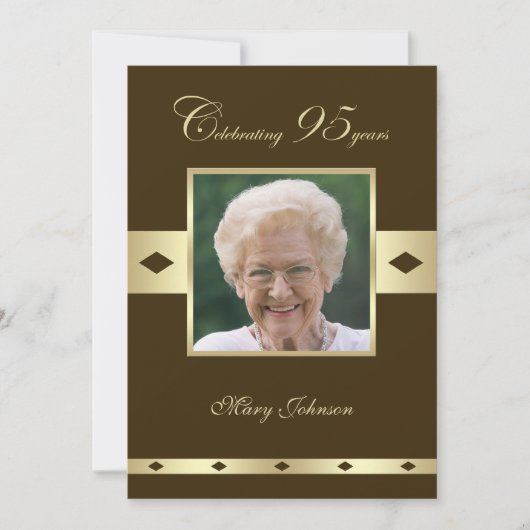 Foto 95e verjaardag Party uitnodiging bruin (Voorkant)