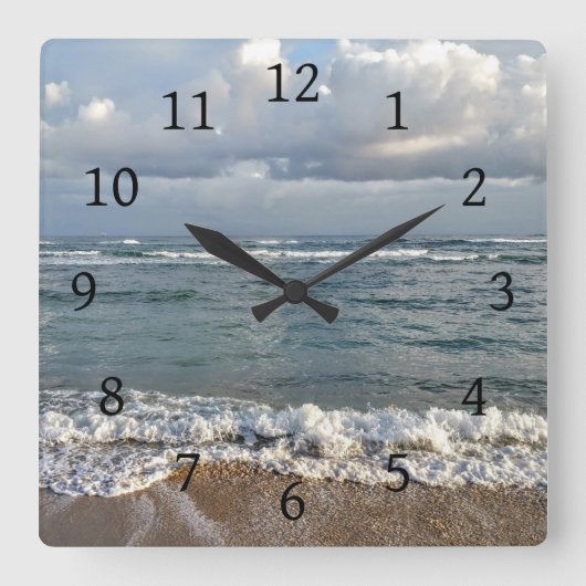 Foto 9 Ocean Zee Beach Vierkante Klok (Voorkant)