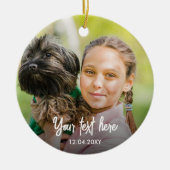 Foto-aandenken Aangepaste tekst Kerstmis Keramisch Ornament (Voorkant)