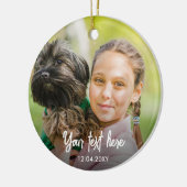 Foto-aandenken Aangepaste tekst Kerstmis Keramisch Ornament (Links)