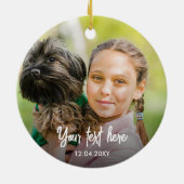 Foto-aandenken Aangepaste tekst Kerstmis Keramisch Ornament (Achterkant)